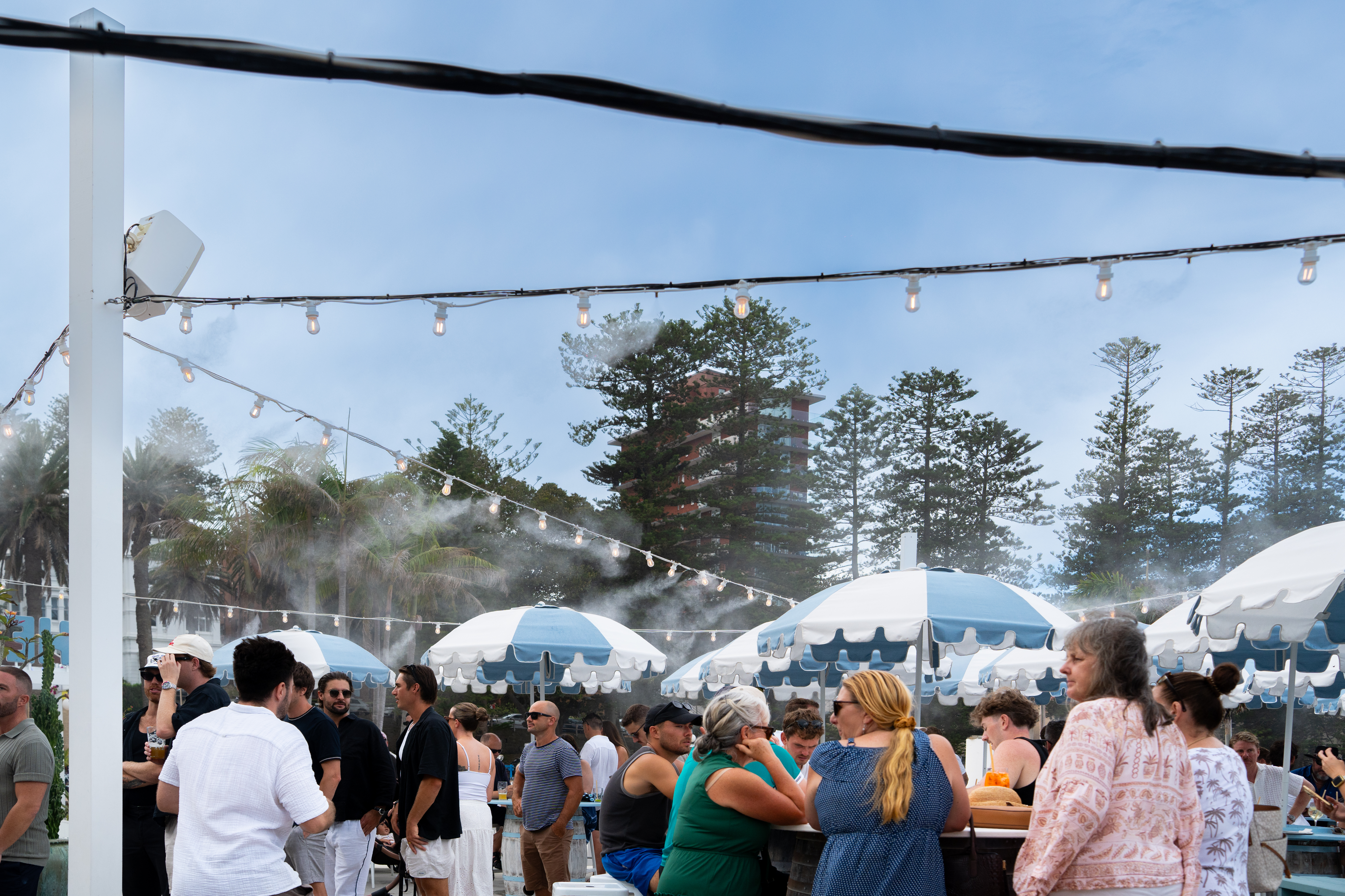 Catenary misting at Espy Manly outdoor venue
