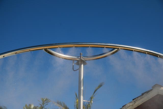 Cooling station misting ring close-up