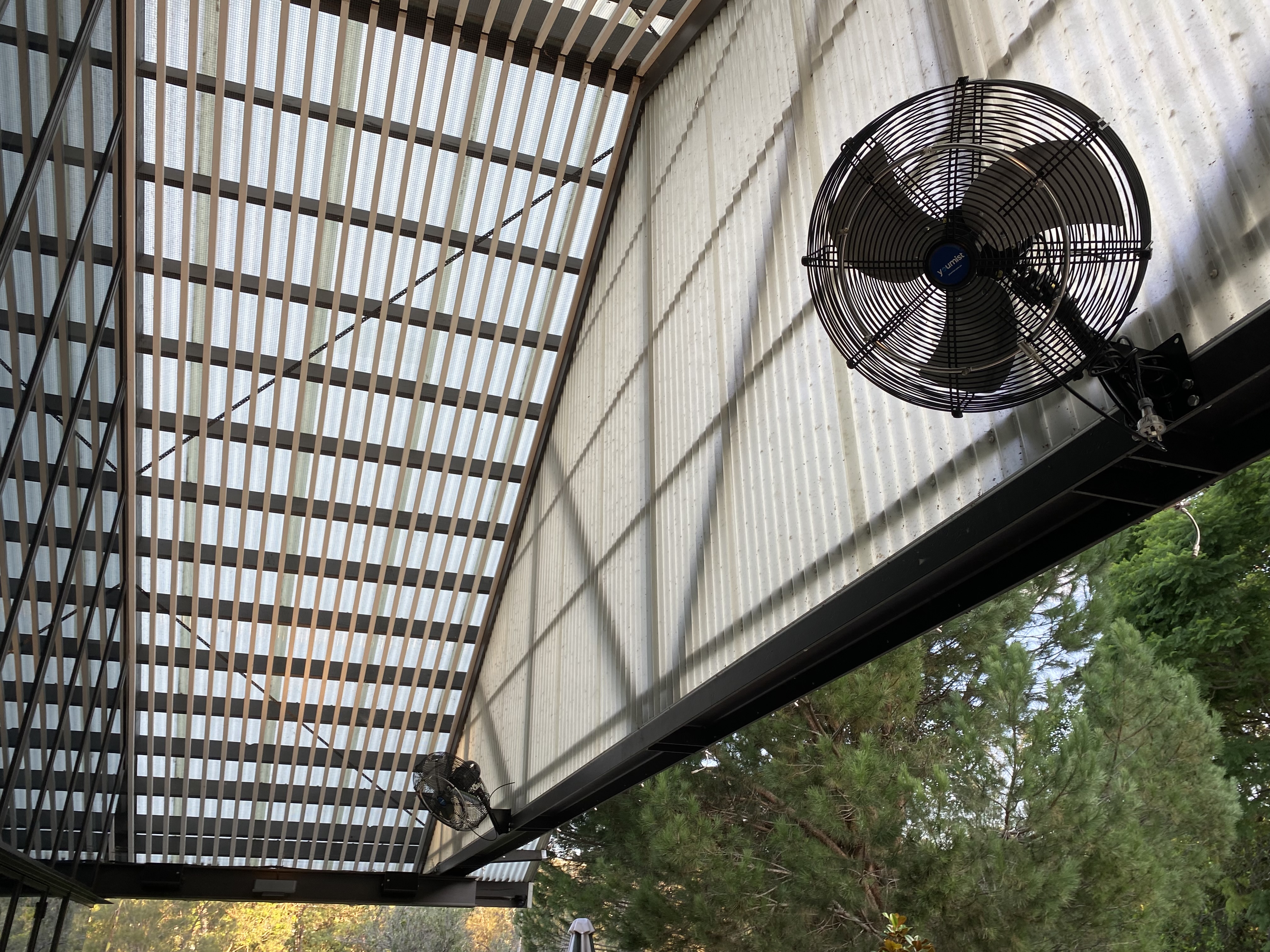 Misting fan at plant nursery