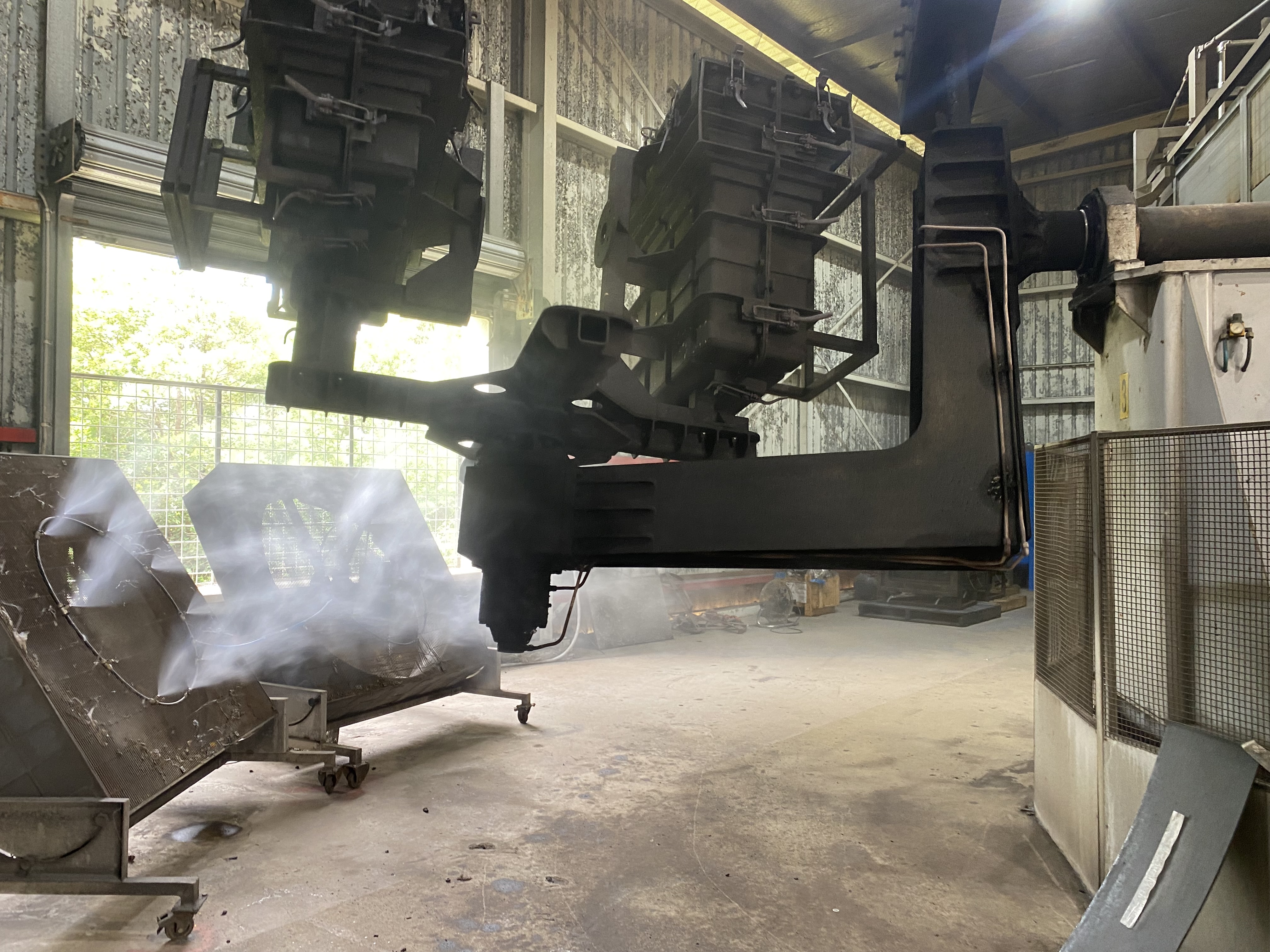 Wall-mounted misting fan at waterfront bar