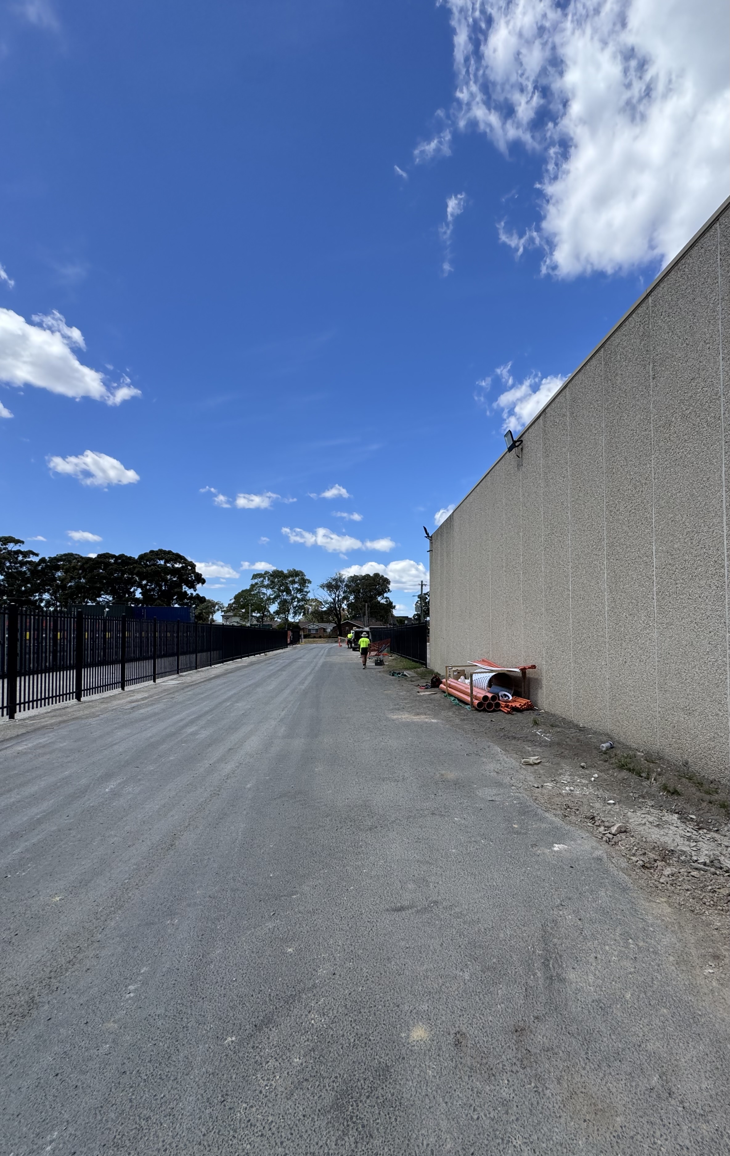 Haul road before dust suppression irrigation