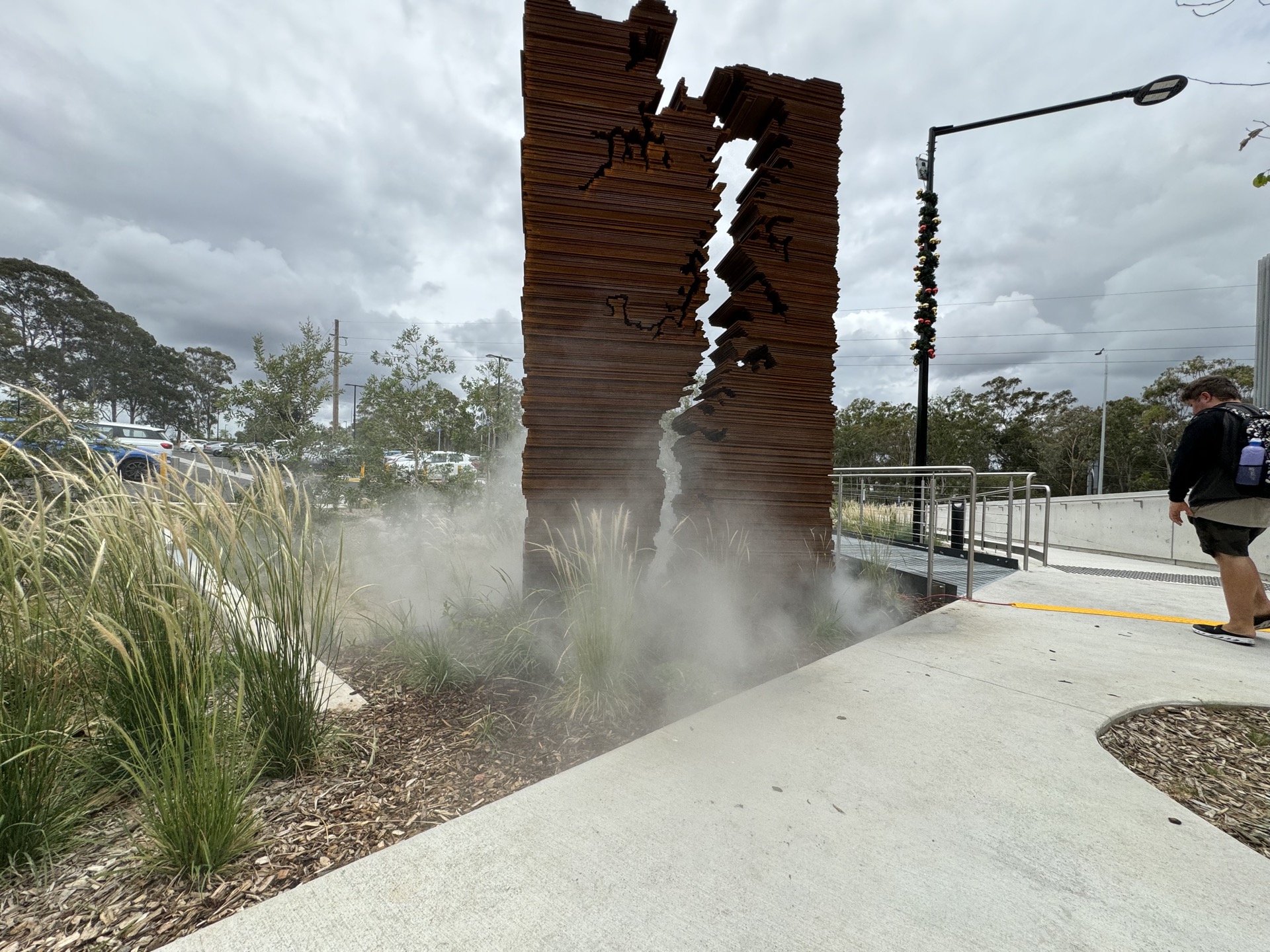 Parramatta Aquatic Centre river sculpture ground fog effect